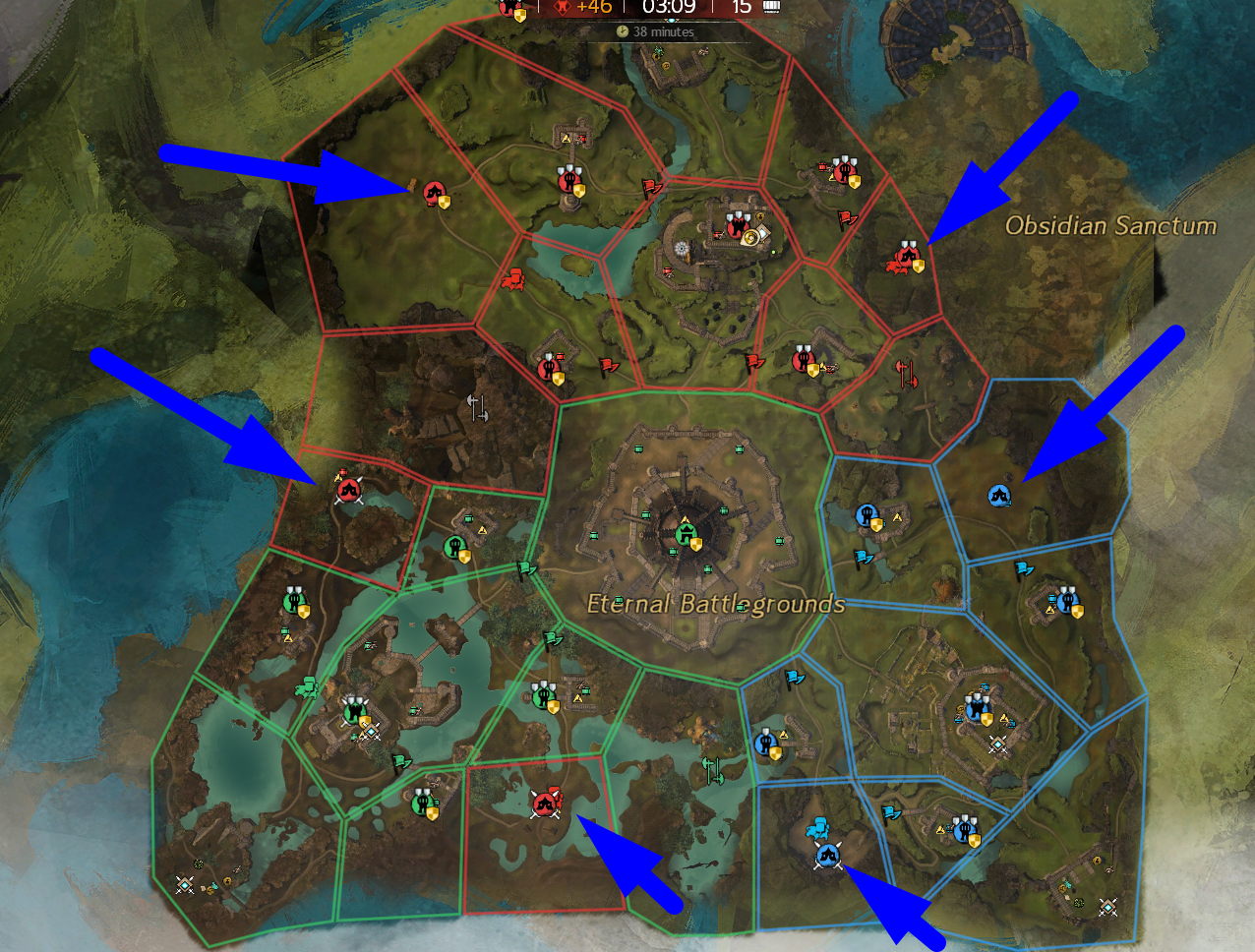EBG supply camp locations on Eternal Battlegrounds